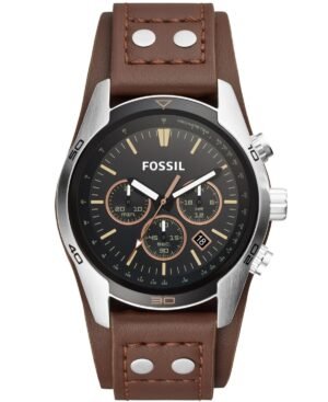 Men's Coachman Brown Leather Watch 45mm