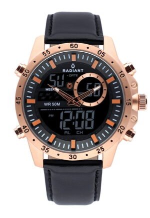 Radiant Dennis 47Mm Anadigi Black Dial Leat S Ra485704 Watch