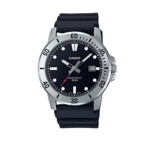 Men's Three-Hand Black Resin Watch 45mm, MTPVD01-1EV