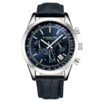 Rialto 3975L Men s Chronograph Watch – Quartz Movement, 44mm Stainless Steel Case, Leather Strap