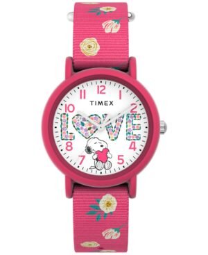 Women's Quartz Analog Pink Nylon Watch, 34mm