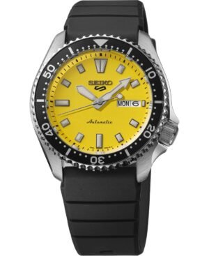 Seiko Men's 5 Sports Black Silicone Strap Watch, 42.5mm