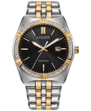 Citizen Eco-Drive Men's Corso Diamond (1/10 ct. t.w.) Two-Tone Stainless Steel Bracelet Watch 40mm