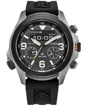 Citizen Eco-Drive Men's Chronograph Promaster Land Black Rubber Strap  Watch 44mm