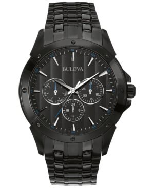 Bulova Men's Black Ion-Plated Stainless Steel Bracelet Watch 43mm 98C121