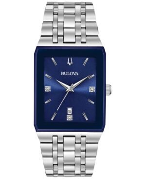 Bulova Men's Futuro Diamond-Accent Stainless Steel Bracelet Watch 31x45mm, Created for Macy's
