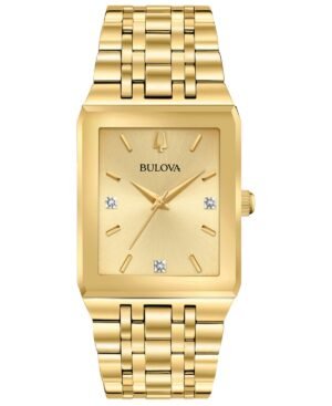 Bulova Men's Futuro Diamond-Accent Gold-Tone Stainless Steel Bracelet Watch 30x45mm