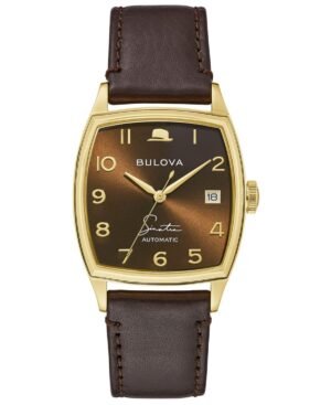 Bulova Men's Frank Sinatra Automatic Brown Leather Strap Watch 33.5x45mm