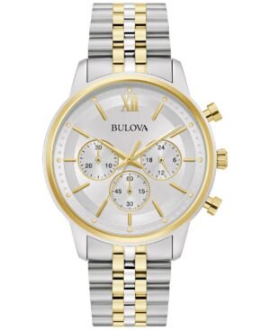 Bulova Men's Classic Chronograph Two-Tone Stainless Steel Bracelet Watch 41mm, Created for Macy's