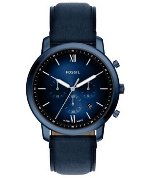 Fossil Men's Neutra Chronograph Navy Leather Watch 44mm