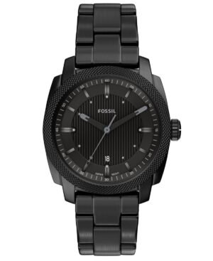 Fossil Men's Machine Three-Hand Date Black Stainless Steel Watch 41mm