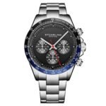 Stuhrling Chronomark 4066 Men’s Quartz Chronograph Watch with Screw-Down Crown, Textured Dial & Stainless Steel Bracelet