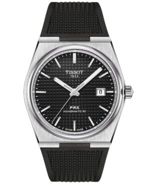 Tissot Men's Swiss Automatic PRX Black Rubber Strap Watch 40mm