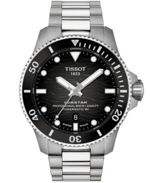 Tissot Men's Seastar Gray Stainless Steel Strap Watch 44mm