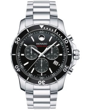 Movado Men's Swiss Chronograph Series 800 Performance Steel Bracelet Diver Watch 42mm