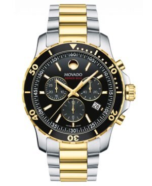 Movado Men's Swiss Chronograph Series 800 Two-Tone PVD Stainless Steel Bracelet Diver Watch 42mm