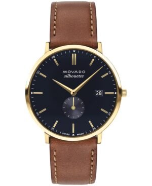 Movado Men's Heritage Tan Genuine Leather Strap Watch 40mm