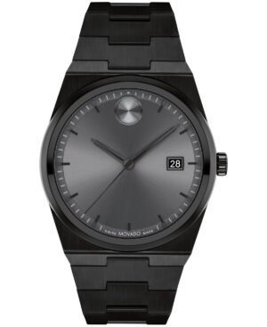 Movado Men's Quest Swiss Quartz Ionic Plated Black Steel 40mm Watch