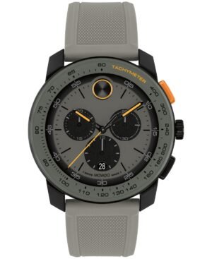 Movado Men's Bold Tr90 Swiss Quartz Chrono Gray Silicone Watch 43.50mm