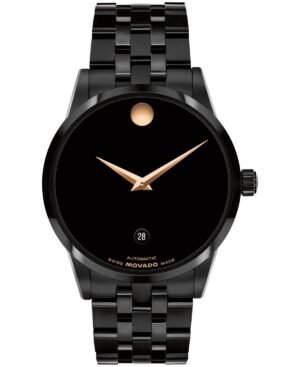 Movado Men's Museum Classic Swiss Automatic Black PVD Watch, 40mm