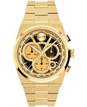 Movado Men's Bold Quest Swiss Quartz Chrono Ionic Plated Light Gold-Tone Steel Watch 40mm