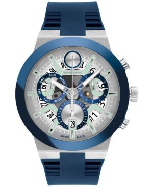 Movado Men's Bold Fusion Swiss Quartz Chrono Blue Silicone Watch 44.50mm