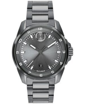 Movado Men's Bold Verso S Swiss Quartz Ionic Plated Grey Steel Watch, 42mm