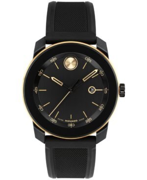Movado Men's Bold TR90 Swiss Quartz Black Silicone Watch 42mm