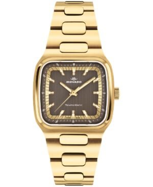 Movado Men's Tempo-Matic Swiss Automatic Ionic Plated Light Yellow Gold Steel Watch 37mm