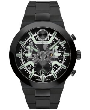 Movado Men's Bold Fusion Swiss Quartz Chrono Ionic Plated Black Stainless Steel Watch 44.50mm