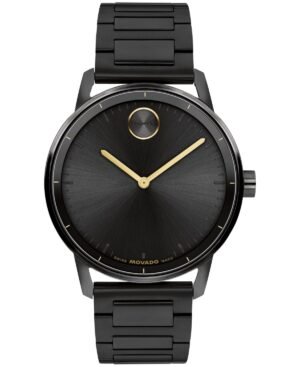 Movado Men's Bold Echo Swiss Quartz Ionic Plated Black Stainless Steel Watch 40mm