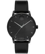 Movado Men's Movado Face Automatic Black Leather Watch 39mm