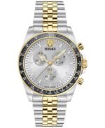 Versace Men's Swiss Chronograph Greca Chrono Wave Two-Tone Stainless Steel Bracelet Watch 43mm
