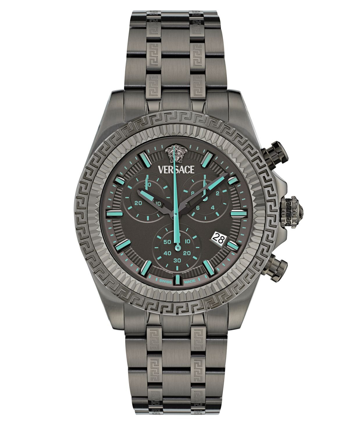 Versace Men's Swiss Chronograph Fornax Gunmetal Ion Plated Bracelet Watch 43mm