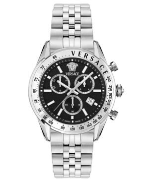 Versace Men's Chrono Master Silver Stainless Steel Bracelet Watch, 44mm