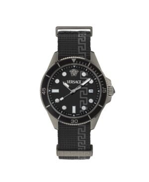 Versace Men's Greca Force IP Gunmetal Case Black Matte Watch, 42mm