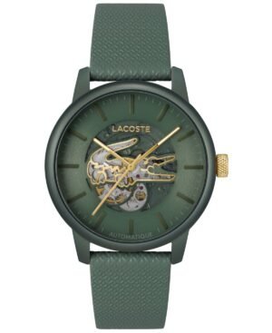 Lacoste L.12.12 Automatique Men's Green Leather Strap Watch 44mm