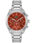 Lacoste Men's Quartz Boston Silver-Tone Stainless Steel Bracelet Watch 42mm