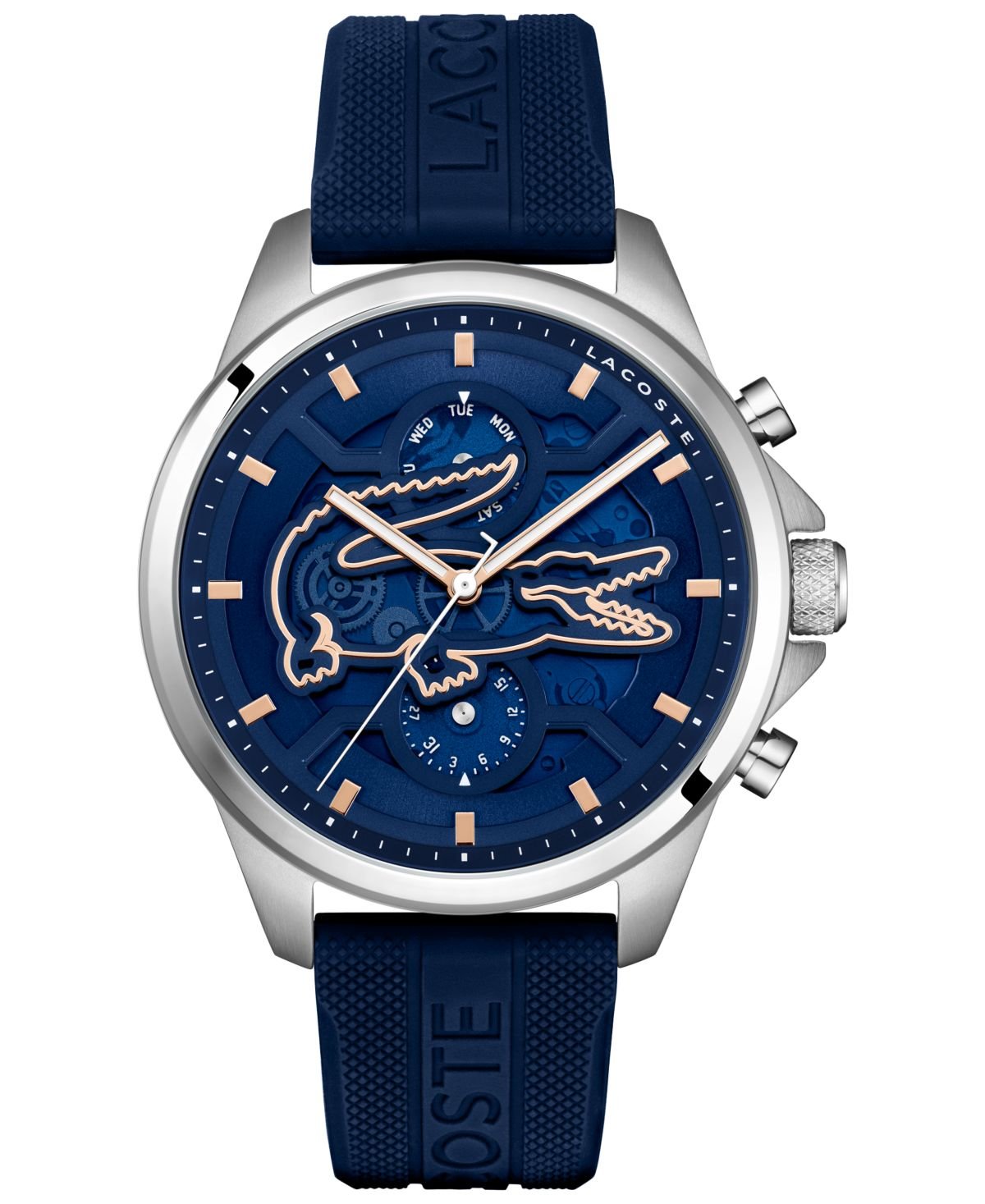 Lacoste Men's Quartz Arthor Blue Silicone Strap Watch 43mm