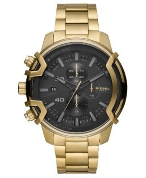 Diesel Men's Chronograph Griffed Gold-Tone Stainless Steel Bracelet Watch 48mm