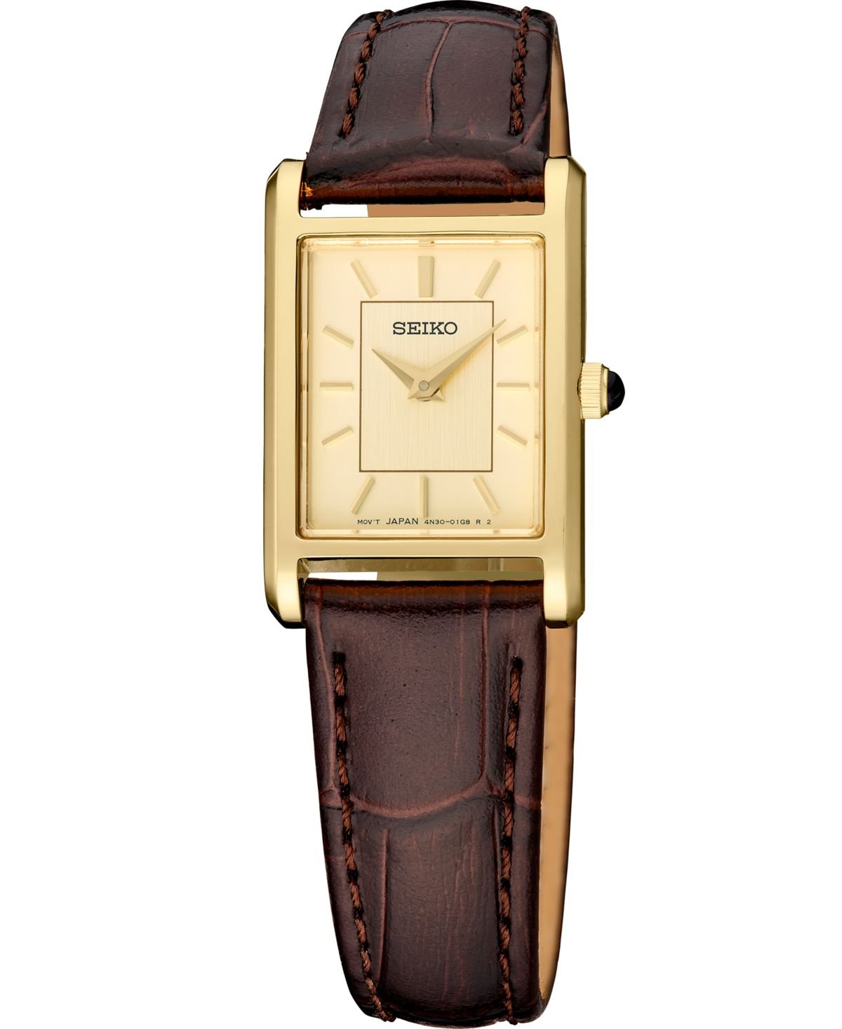 Seiko Women's Gold Leather Strap Watch, 19.6mm