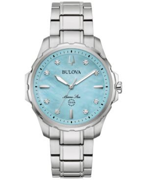Bulova Women's Marine Star Diamond Accent Stainless Steel Bracelet Watch 36mm