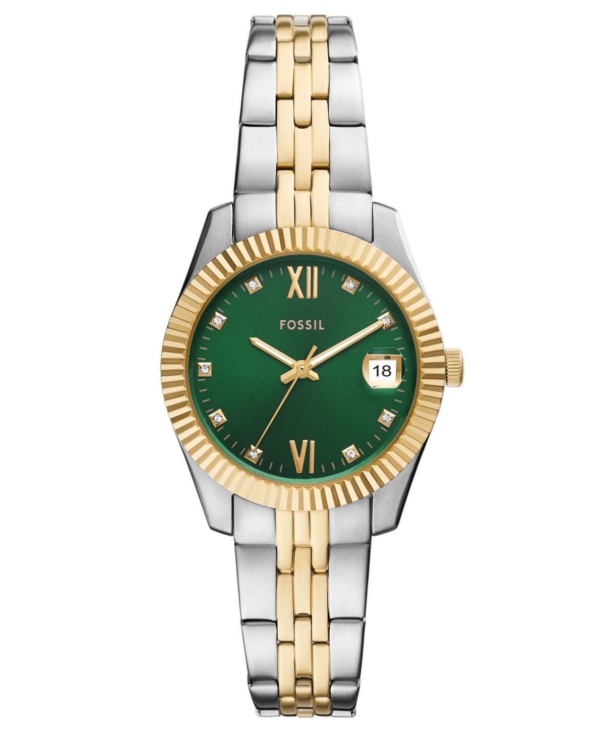 Fossil Women's Scarlette Three-Hand Date Two-Tone Stainless Steel Watch, 32mm