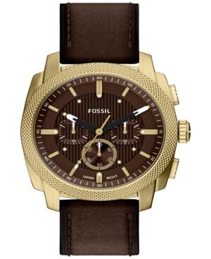 Fossil Men's Machine Chronograph Brown Leather Watch 44mm