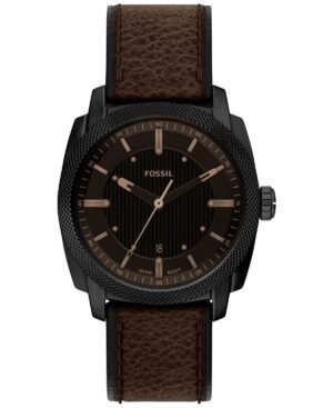 Fossil Men's Machine Three-Hand Date Brown Leather Watch 41mm