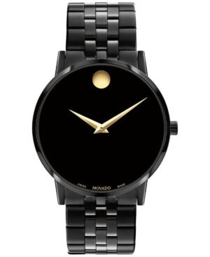 Movado Unisex Swiss Museum Classic Black PVD Stainless Steel Bracelet Watch 40mm