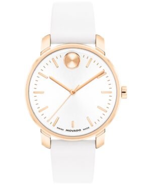 Movado Women's Bold Access Swiss Quartz White Leather Watch, 34mm