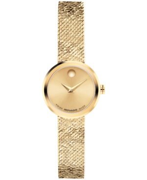 Movado Women's Museum Velura Mini Swiss Quartz Light Yellow Pvd Steel Watch, 21mm