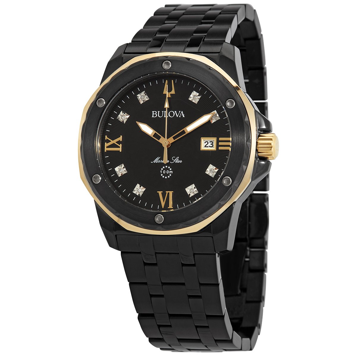 Bulova Marine Star Quartz Diamond Black Dial Men's Watch 98D176 - luxury watch