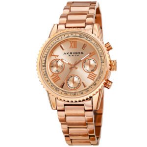 Akribos XXIV Quartz Rose Gold Dial Ladies Watch AK1100RG